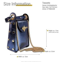 Toscanto Damen Leder Tasche blau metallic OTTM802UM