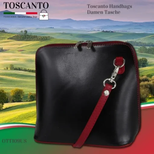 Toscanto Damen Leder Tasche schwarz rot OTT109US