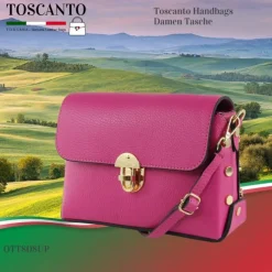 Toscanto Damen Leder Tasche fuchsia pink OTT808UP