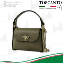 Toscanto Damen Leder Tasche graugrün dunkeltaupe OTT831UN2