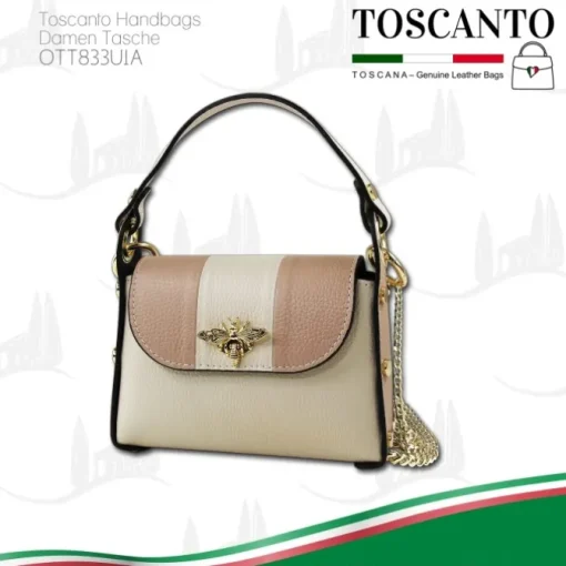 Toscanto Damen Leder Tasche beige rosa OTT833UIA