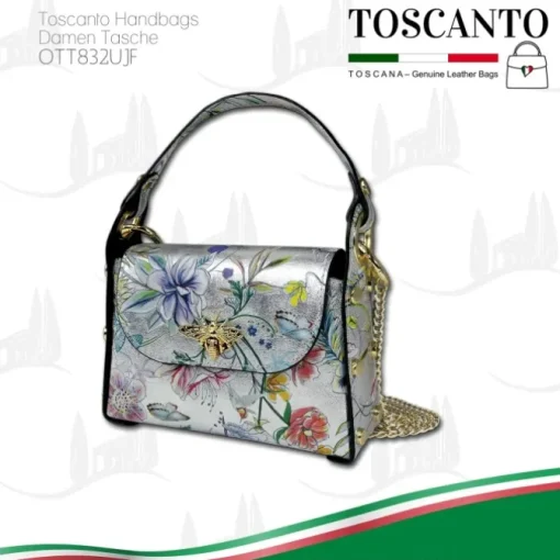 Toscanto Damen Leder Tasche silber farbig OTT832UJF