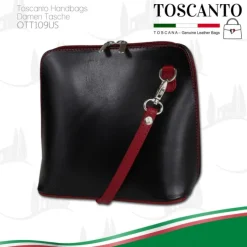 Toscanto Damen Leder Tasche schwarz rot OTT109US
