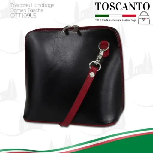 Toscanto Damen Leder Tasche schwarz rot OTT109US