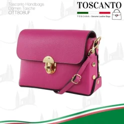 Toscanto Damen Leder Tasche fuchsia pink OTT808UP