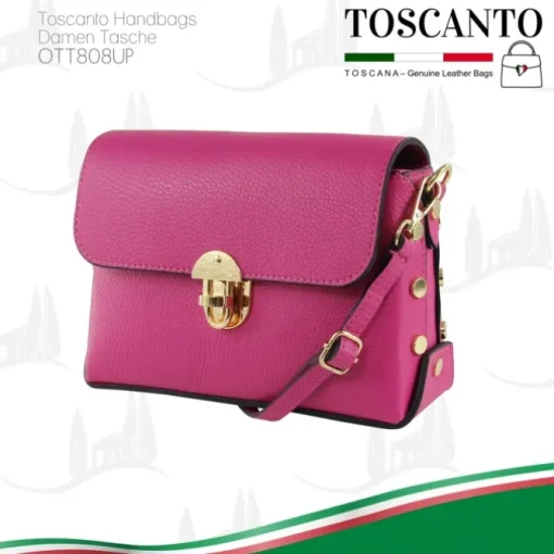 Toscanto Damen Leder Tasche fuchsia pink OTT808UP