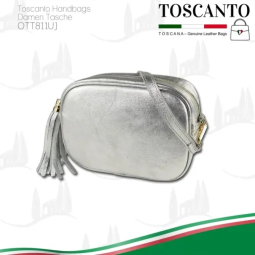 Toscanto Damen Leder Tasche silber metallic OTT811UJ
