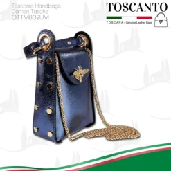 Toscanto Damen Leder Tasche blau metallic OTTM802UM