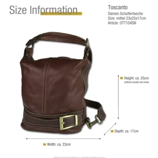 Toscanto Damen Rucksack Leder Tasche braun OTT104SN