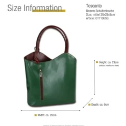 Toscanto Damen Rucksack Leder Tasche grün braun OTT106SG