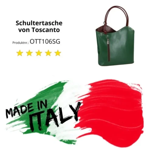 Toscanto Damen Rucksack Leder Tasche grün braun OTT106SG