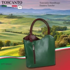 Toscanto Damen Rucksack Leder Tasche grün braun OTT106SG