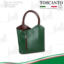 Toscanto Damen Rucksack Leder Tasche grün braun OTT106SG