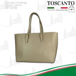 Toscanto Damen Shopper Businesstasche Leder Tasche helltaupe grau OTT127SK