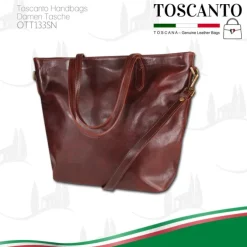 Toscanto Damen Shopper Businesstasche Leder Tasche braun OTT133SN