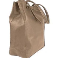 Toscanto Damen Shopper Leder Tasche taupe dunkelbeige OTTM107SN
