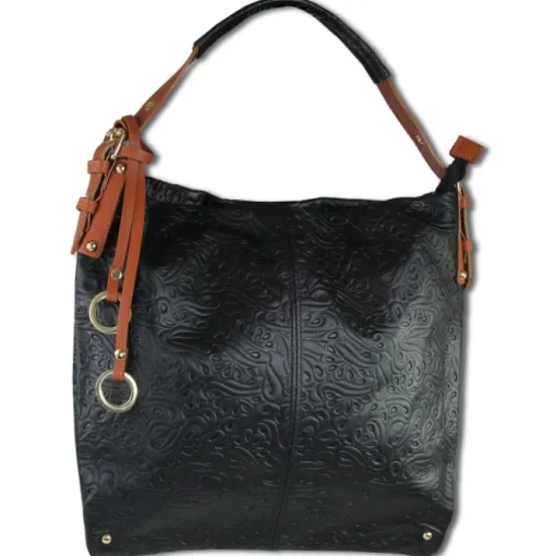 Toscanto Damen Shopper Leder Tasche schwarz braun OTT111SS