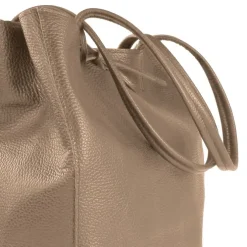 Toscanto Damen Shopper Leder Tasche taupe dunkelbeige OTTM107SN