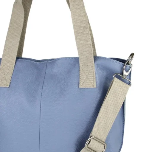 Toscanto Damen Shopper Leder Tasche hellblau OTT161SH