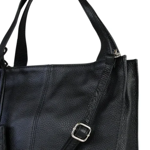Toscanto Damen Shopper Leder Tasche schwarz OTT155SS