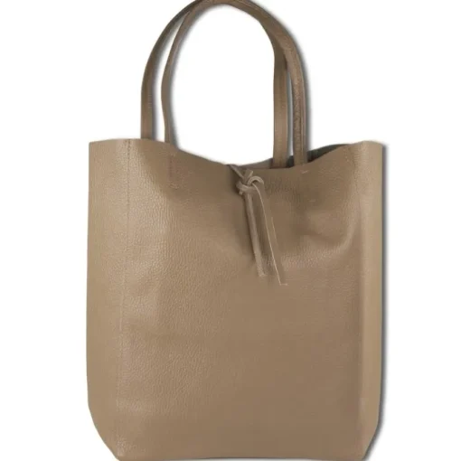 Toscanto Damen Shopper Leder Tasche taupe dunkelbeige OTTM107SN