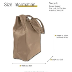 Toscanto Damen Shopper Leder Tasche taupe dunkelbeige OTTM107SN