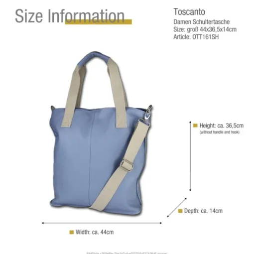 Toscanto Damen Shopper Leder Tasche hellblau OTT161SH