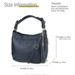 Toscanto Damen Shopper Leder Tasche blau OTT134SB