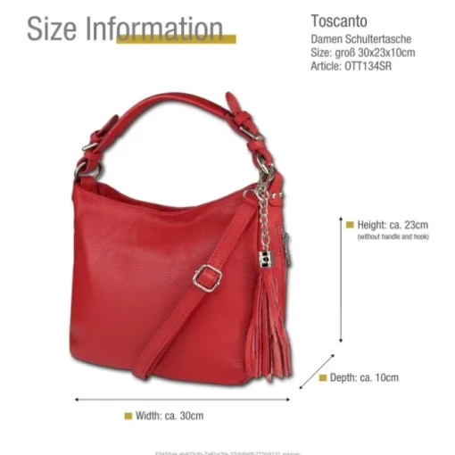 Toscanto Damen Shopper Leder Tasche rot OTT134SR
