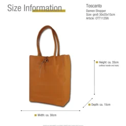 Toscanto Damen Shopper Leder Tasche braun cognac OTT112SN