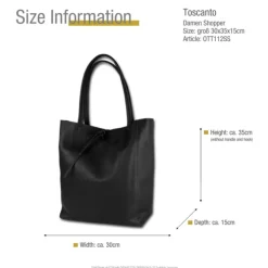 Toscanto Damen Shopper Leder Tasche schwarz OTT112SS