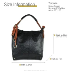 Toscanto Damen Shopper Leder Tasche schwarz braun OTT111SS
