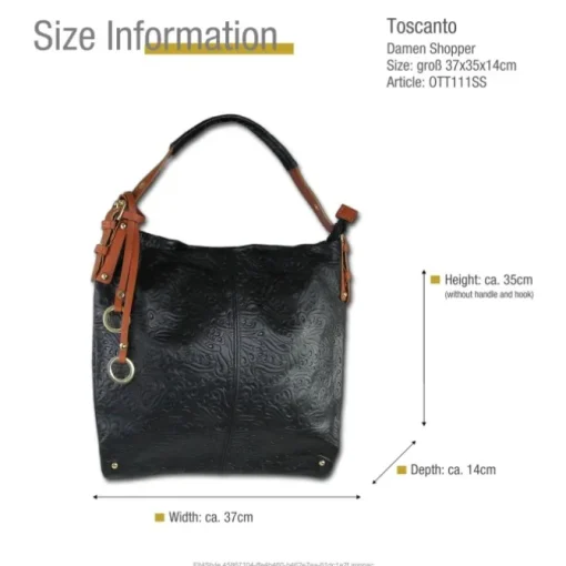 Toscanto Damen Shopper Leder Tasche schwarz braun OTT111SS