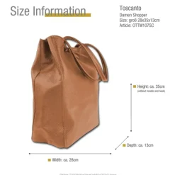 Toscanto Damen Shopper Leder Tasche tan hellbraun OTTM107SC