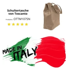 Toscanto Damen Shopper Leder Tasche taupe dunkelbeige OTTM107SN