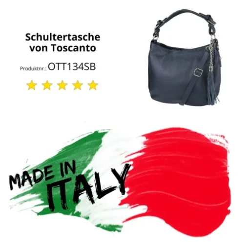 Toscanto Damen Shopper Leder Tasche blau OTT134SB