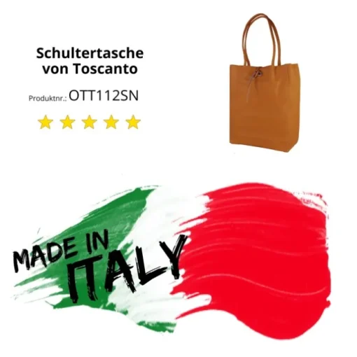 Toscanto Damen Shopper Leder Tasche braun cognac OTT112SN