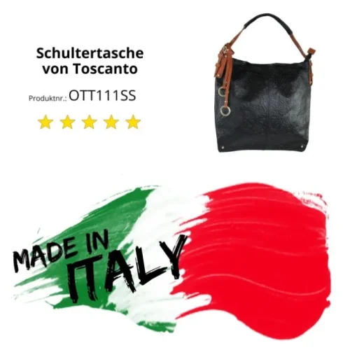 Toscanto Damen Shopper Leder Tasche schwarz braun OTT111SS