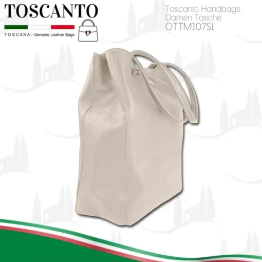 Toscanto Damen Shopper Leder Tasche beige OTTM107SI
