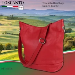 Toscanto Damen Shopper Leder Tasche rot OTT159SR