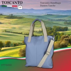 Toscanto Damen Shopper Leder Tasche hellblau OTT161SH