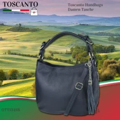 Toscanto Damen Shopper Leder Tasche blau OTT134SB