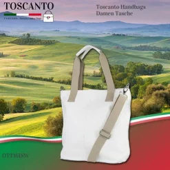 Toscanto Damen Shopper Leder Tasche weiß OTT161SW