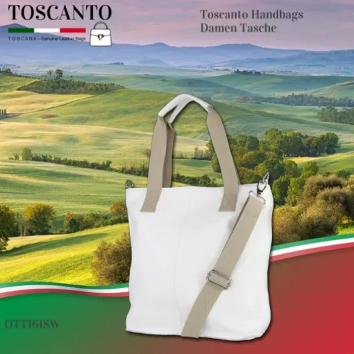 Toscanto Damen Shopper Leder Tasche weiß OTT161SW