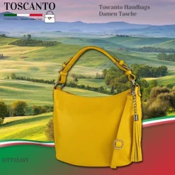 Toscanto Damen Shopper Leder Tasche gelb OTT134SY