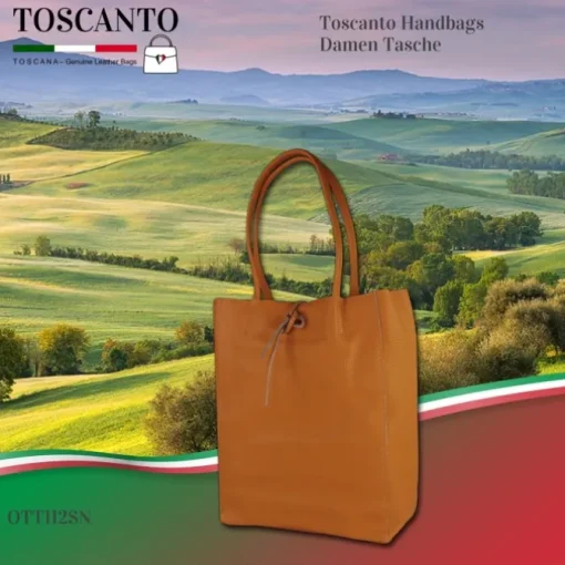 Toscanto Damen Shopper Leder Tasche braun cognac OTT112SN