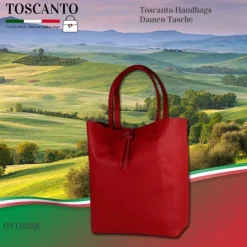 Toscanto Damen Shopper Leder Tasche rot OTT112SR