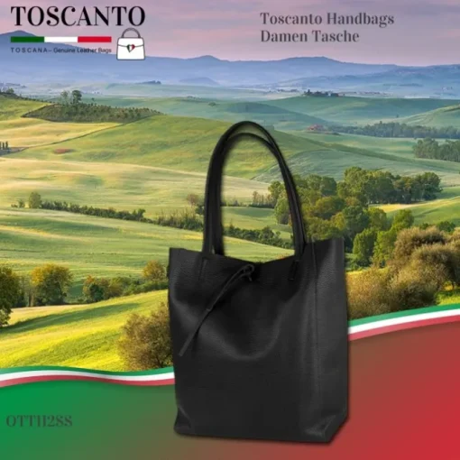 Toscanto Damen Shopper Leder Tasche schwarz OTT112SS