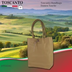 Toscanto Damen Shopper Leder Tasche braun beige OTT112SC