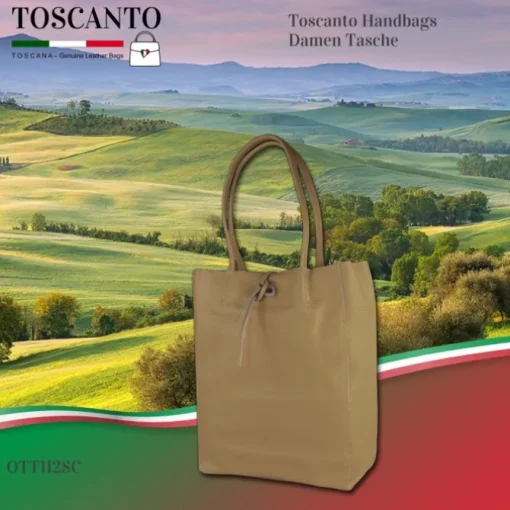 Toscanto Damen Shopper Leder Tasche braun beige OTT112SC